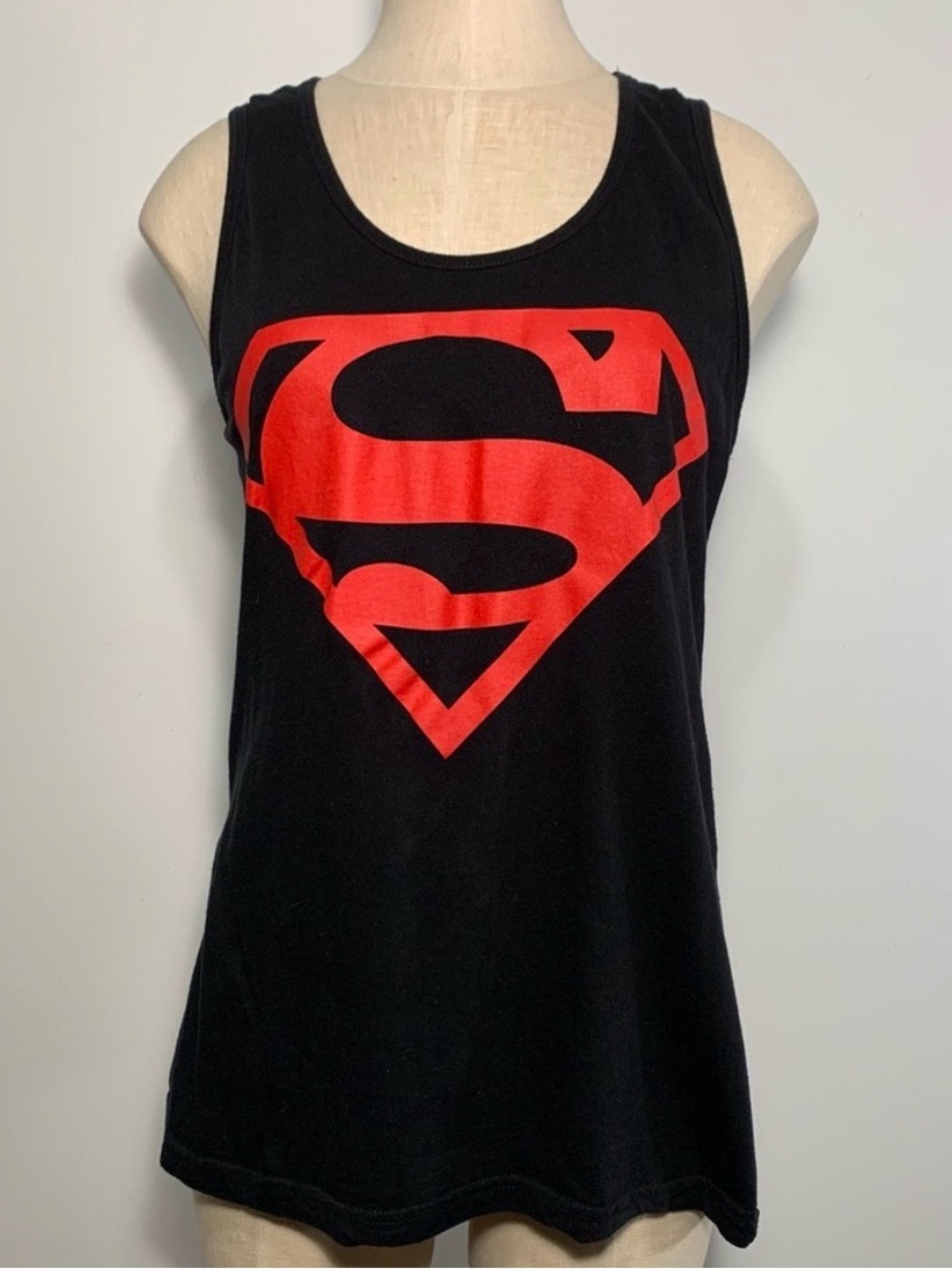 Superman Black Tank Top – DC Comics Graphic – Size L